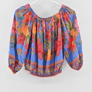Cynthia Rowley Floral Top Womens S Tropical Off The Shoulder Balloon Sleeve‎